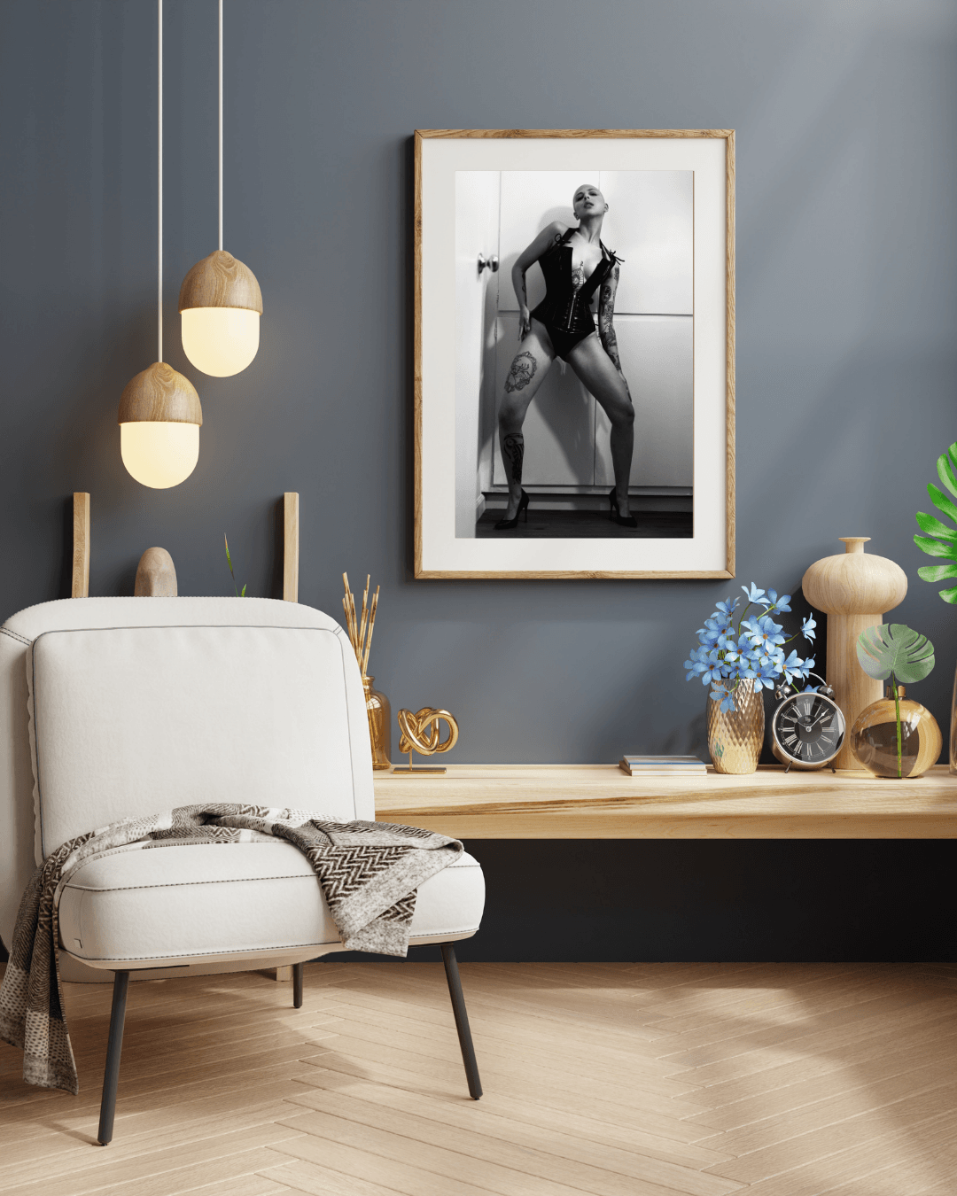 Black and white fine art nude portrait of Madam Sophie, capturing strength and sensuality with bold artistry.