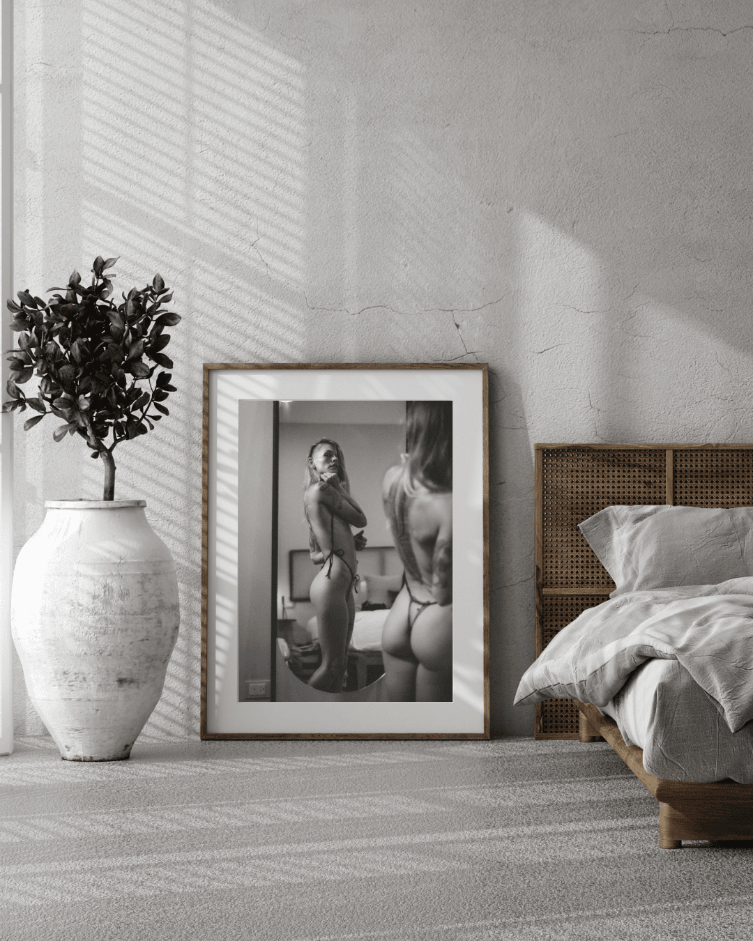 Bold and intimate fine art nude of Sammmnextdoor, featuring a reflective composition on semi-matt Fuji Matt paper.