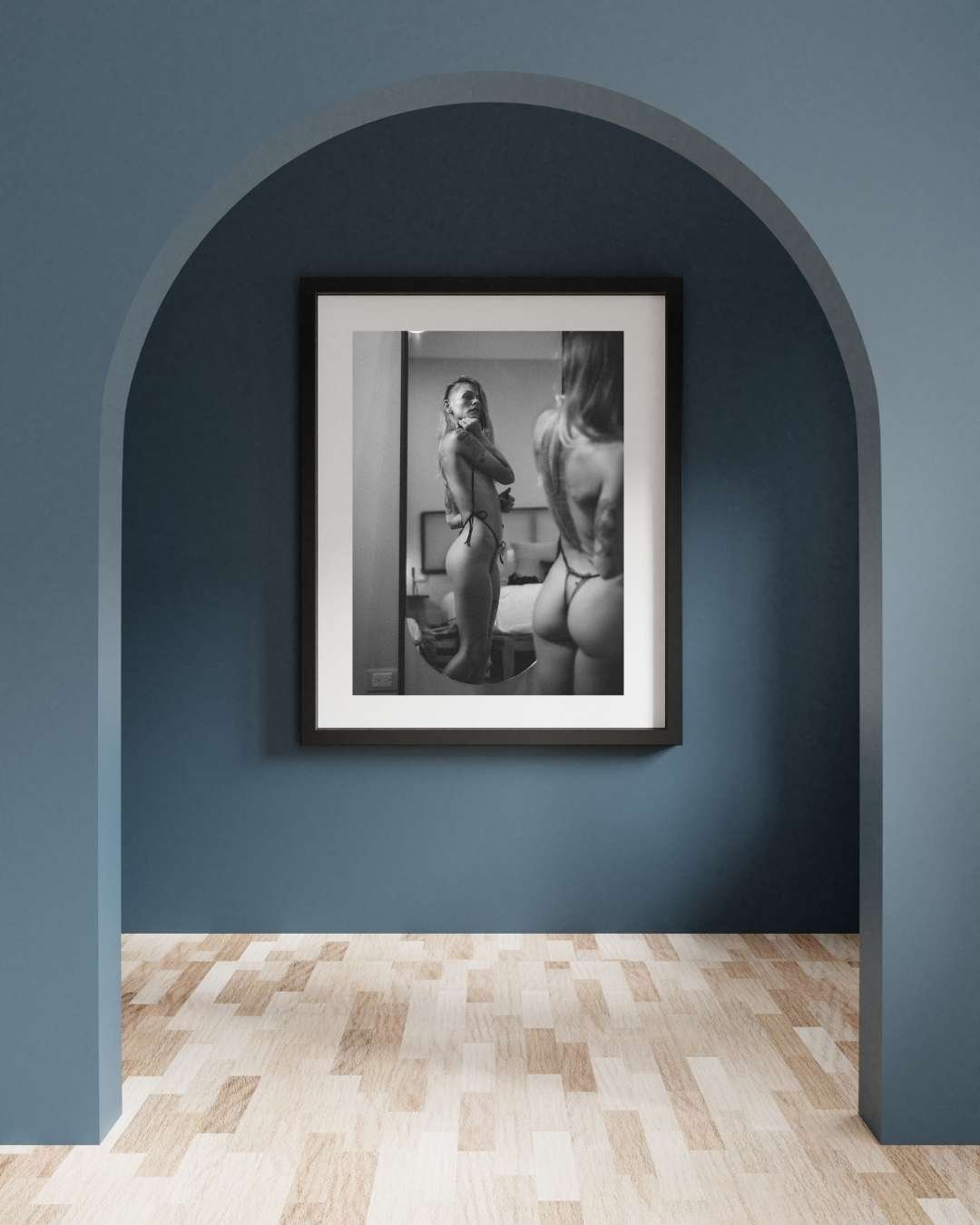 Mirror Reflection Nude Art Print – Sammmnextdoor’s Bold and Intimate Portrait in Tulum